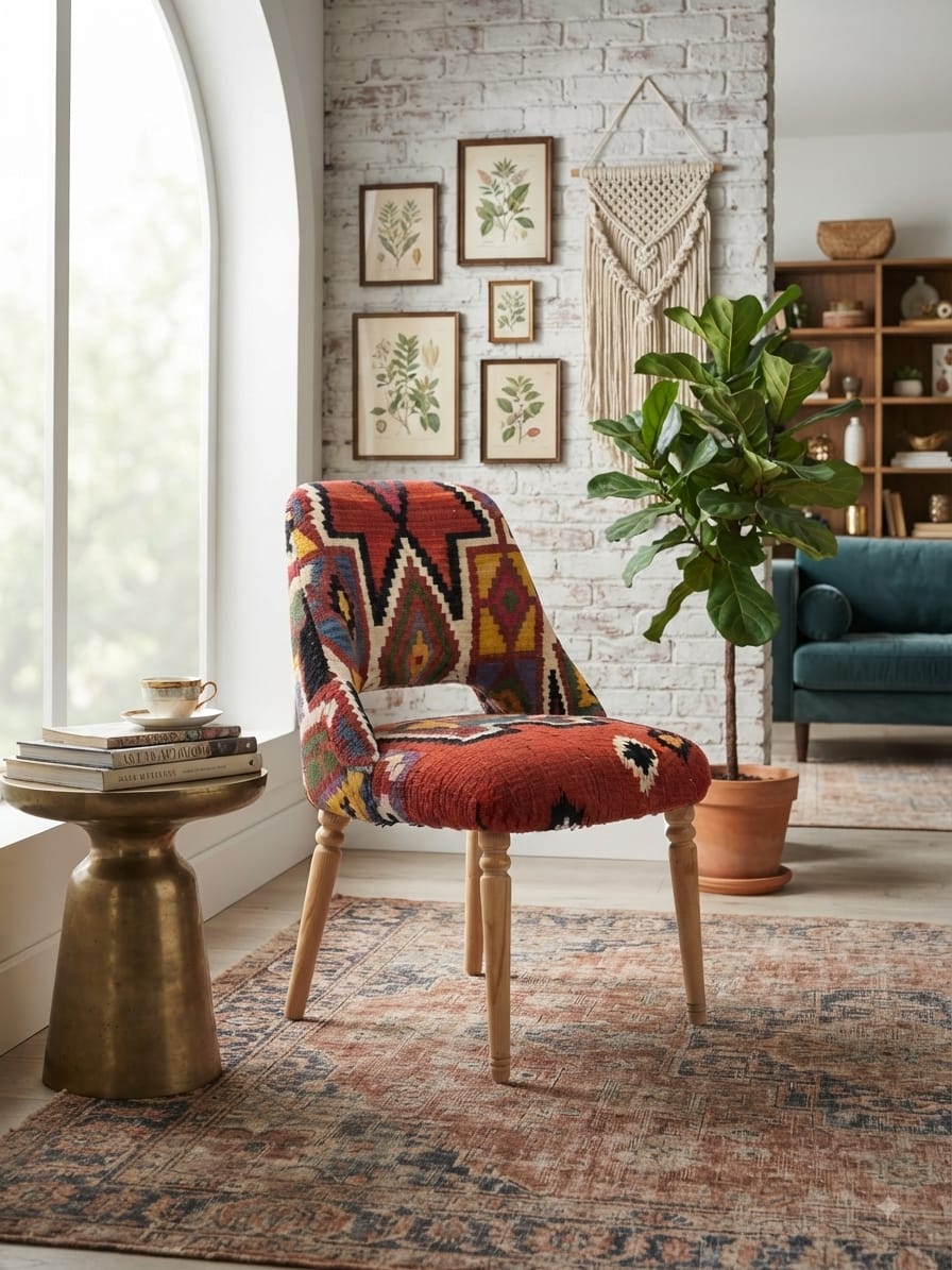 Chaise bois Blenz dossier évidé, margoum teinte orange