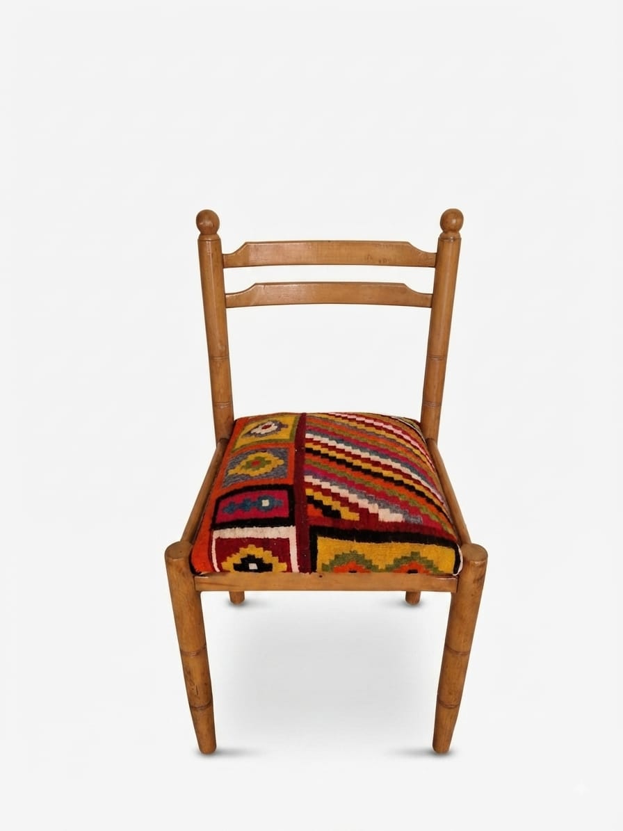 Chaise en bois massif, assise rembourrée margoum