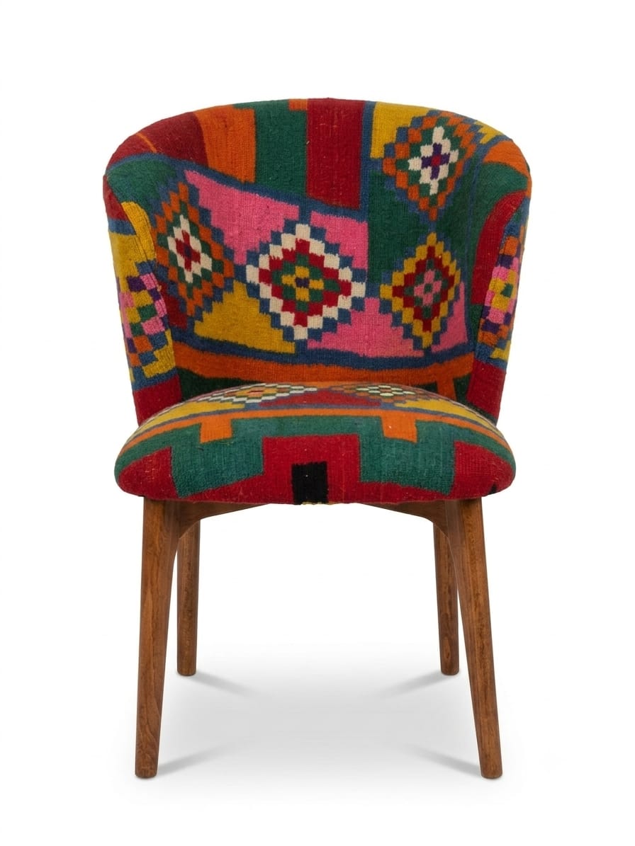 Chaise crapaud enveloppante margoum mosaïque fuchsia vert jaune rouge