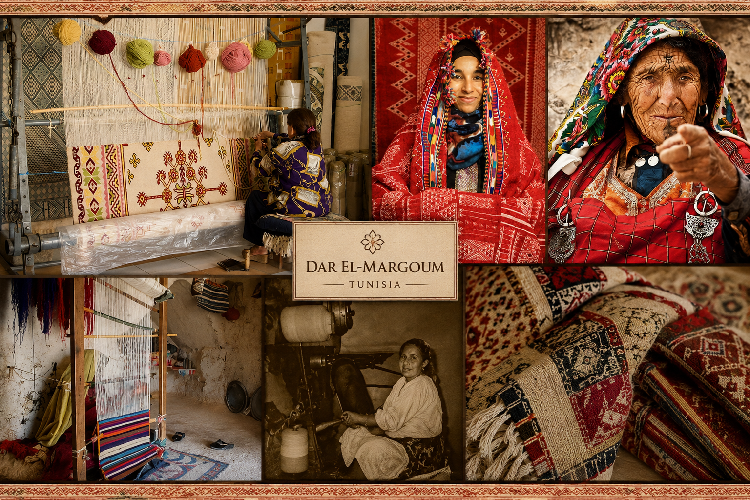 Showroom Margoum Tunisia à Kairouan — tapis, poufs et fauteuils artisanaux