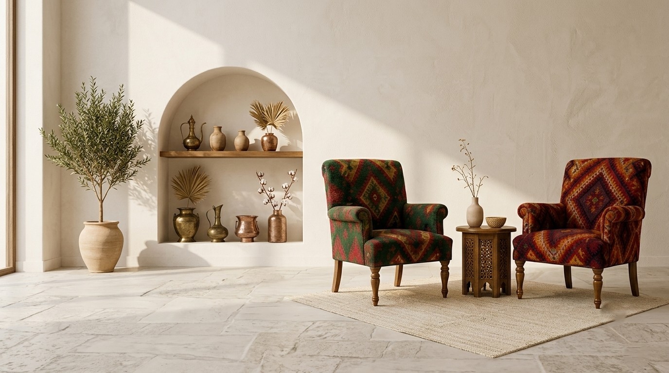 Salon habillé de fauteuils margoum sur-mesure
