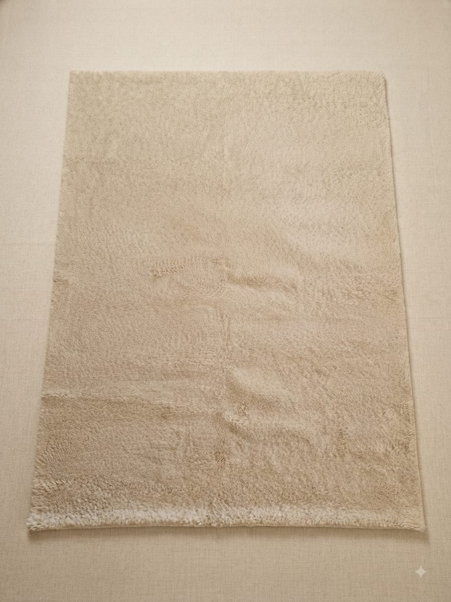 Tapis berbère Kairouan écru naturel, sans motif, grand salon